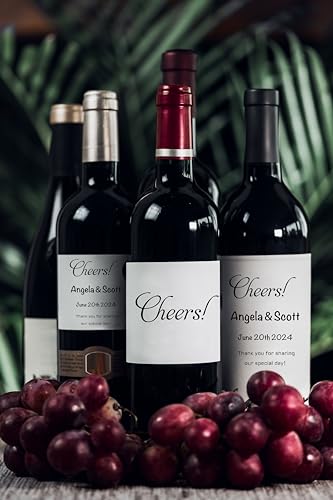 10-80pcs Personalized Wedding Wine Bottle Labels, Custom Gift Wine Bottle Stickers with Photo/Text, Waterproof Wine Stickers for Wedding, Engagement, Anniversary, Birthday (3 x 5 inch) - Thumbnail 4