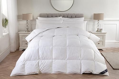 Littens Luxury 10.5 Tog King Bed Size White Goose Feather & Down Duvet Quilt, 15% Down, 230TC 100% Down-Proof Cotton Casing