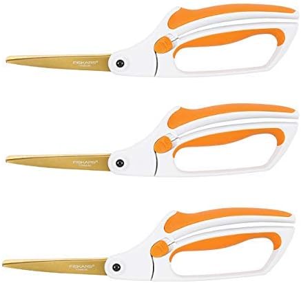 Fiskars 12-71787097J Titanium Easy Action Scissors, 10 Inch, Orange and White (3 Pack of 10 Inch Titanium)
