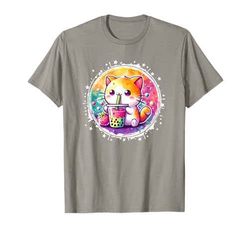 Cat Boba Tea Bubble Tea Anime Kawaii Lindo Manga Kawaii Neko Camiseta