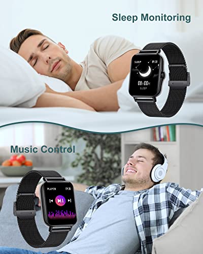 Lige Smart Watches For Men Women With Bluetooth Calling, 1.69'' Hd Touch Screen Square Smartwatch With Heart Rate/Blood Pressure /Spo2/Sleep Monitor, 5Atm Waterproof Fitness Tracker For Android/Ios #TOP6