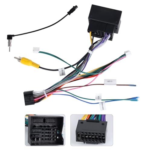 CAMECHO Câble adaptateur ISO 52 PIN pour VW/Golf/Passat/Touareg/Polo/Skoda/Seat avec antenne radio, commande au volant et commande de recul
