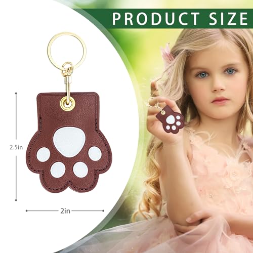 Image of Leather Keychain Case Holder Compatible with Apple AirTag, GPS Airtag Keychain Finder Tracker with Key Ring, Anti-Scratch Protective Air Tag Cover | Leather