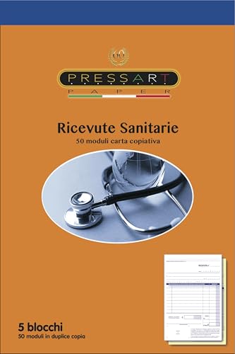Ricevute Sanitarie A5 5 blocchi da 50 fogli x 2 seconda copia carta gialla Possibilità di Personalizzazione su Richiesta per info tip.pressart@libero.it