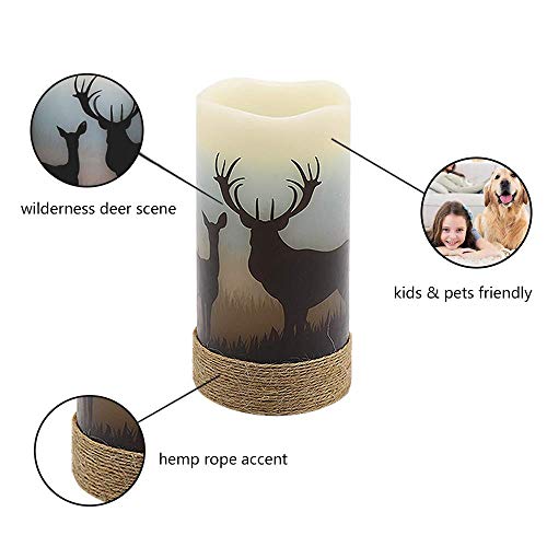 GenSwin-Flameless-Flickering-Led-Candles-with-Hemp-Rope-and-6H-Timer-Battery-Operated-Set-of-3-Real-Wax-Pillar-Rustic-Candles-Warm-Light-with-Deer-Moose-Bear-Decals-Decor-Christmas-HomeD3-x-H6 GenSwin Flameless Flickering Led Candles with Hemp Rope and 6H Timer Battery Operated Set of 3 Real Wax Pillar Rustic Candles Warm Light with Deer Moose Bear Decals Decor Christmas HomeD3 x H6