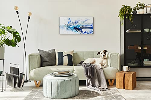 Horloge sur toile 60x30cm silencieuse avec aiguilles blanches pour un salon moderne sans tic-tac - 5