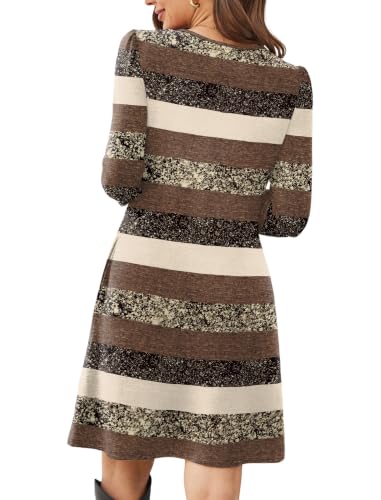 Image of OFEEFAN Womens Long Sleeve Tunic Dress Fall Fashion Sweater Dress with Pockets Pleated Front Casual Winter