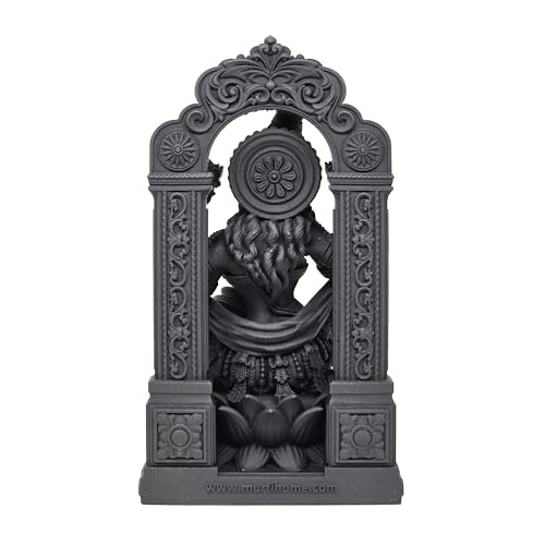 Image of MurtiHome Lakshmi Devi Murti, The Goddess of Fortune Mahalaxmi Idol | 10.32 cm Tall Small Black Color Figure Made From UV Resin, Crafted by 3D Printer for Car Dashboard, Home, Office, Gift