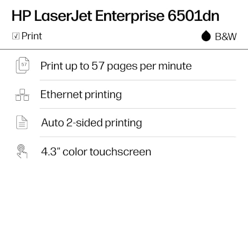 HP LaserJet Enterprise 6501DN Black and White Printer by HP - Used condition - Image 2