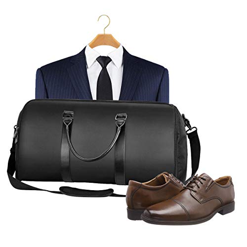 Preisvergleich Produktbild Anzug Reisetasche mit Schuhbeutel und Verstellbarer Schultergurt, Handgepäck kleidersack Anzug für Geschäftsreisen und Sport, Geeignet für Mann und Frau (Schwarz)