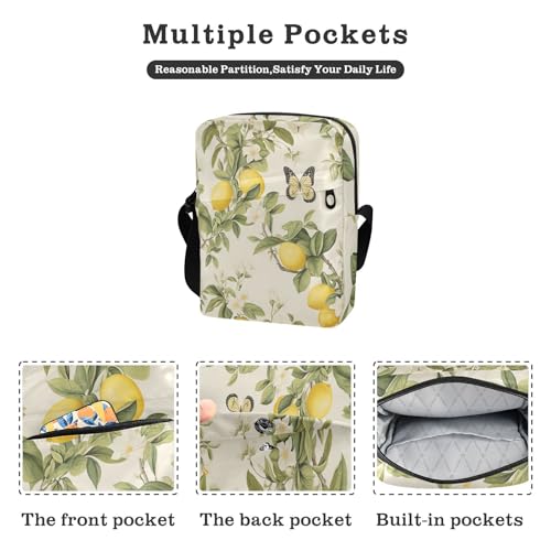 messenger bag crossbody crossbody bag men Shoulder Handbags Adjustable Strap for Shopping Shopping- Lemon Butterfly2