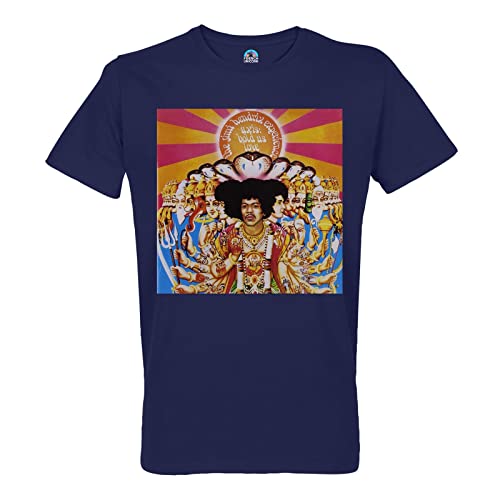Jimi Hendrix Axis Bold as Love Album Cover Vintage Rock - Camiseta para hombre de cuello redondo, azul, L