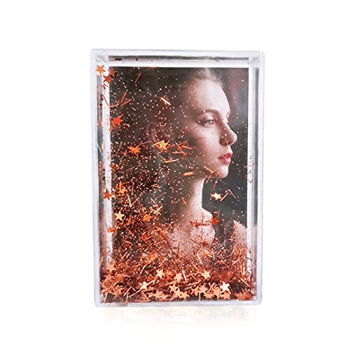 SH.DREAM Glitter Picture Frames, Snow Globe Floating Sparkle Clear Plastic Photo Frame, Tabletop Photo Decoration, Christmas Valentines Gifts for Best Friends Girls Boys (Copper,2 * 3inch)