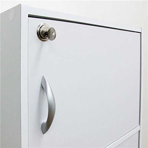 Amazon｜鍵付きボックス/扉付き収納ラック 〔3段 ホワイト〕 高さ87cm