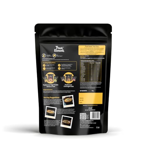Image of True Elements Steel Cut Oats 1kg - Steel Cut Oats for Weight Management | Sugar Free | Healthy Breakfast | 100% Wholegrain | Diabetic Friendly | Breakfast Cereal