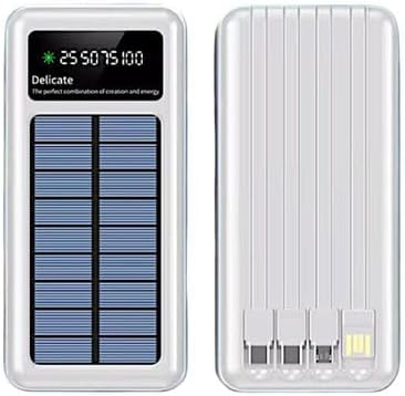 Solar Power Bank 20000mAh with 4 Built-In Cables & LED Display