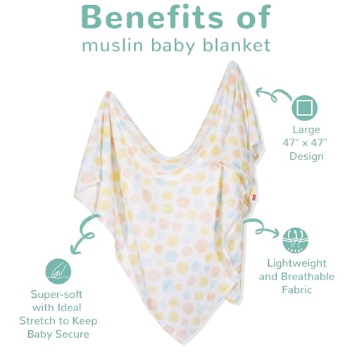 Image of HECCEI Muslin Swaddle Blanket - Baby Muslin Blanket Large Swaddles 47 x 47 inches Breathable & Soft Baby Receiving Blanket Gender Neutral for Newborn Boys Girls, Bubble Play