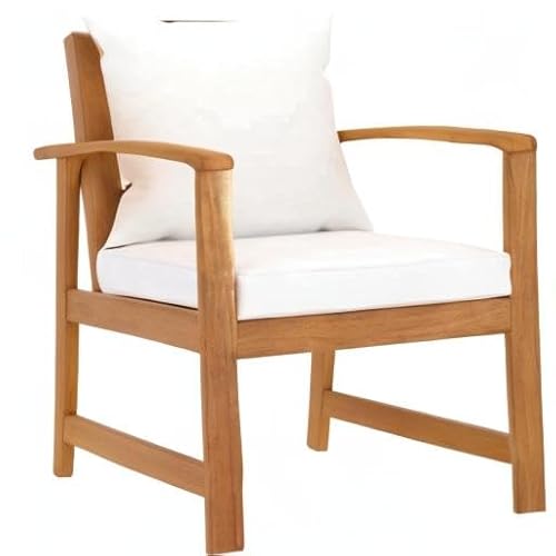 vidaXL 2X Madera Maciza de Acacia Sillas de Jardín con Cojín Sillón Exterior Terraza Balcón Asiento Butaca Muebles Mobiliario Duradera Robusta Crema - imagen 11