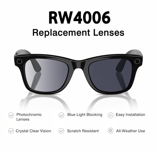 Image of YEIN Replacement Lenses for Ray-Ban Meta RW4006 /RW4012(50mm), Photochromic /Blue Light Blocking /Polarized Sunglasses Lenses