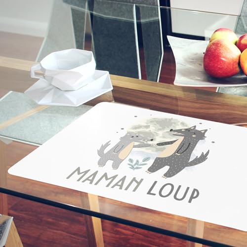 Sets de table en liège de qualité supérieure avec illustration loup - 6