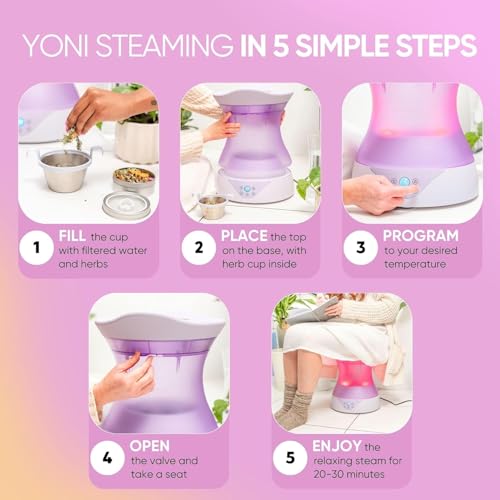Image of Yoni Steam Seat Set for Feminine Wellness & Self-Care - Vaginal Steamer with SteamSafe Temperature Control & Near Infrared & Red Light Therapy - V Steam at Home Kit with Yoni Herbs for Steaming