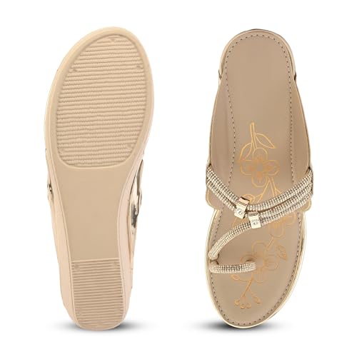 Image of Centrino Women's Wedge Heel Sandals | Stylish Slip-On Sandals for Ladies | Soft Cushioned Footbed for Comfort | Elegant & Trendy Design | Lightweight and Durable Fashion Footwear (9409)