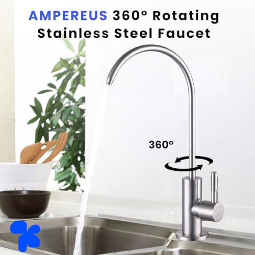 Image of AMPEREUS RO Tap| Premium RO Water Faucet for Water Purifier | Chrome Finish Stainless Steel Kitchen Sink Faucet with 360 Rotatable, Smooth Flow & Durable Design for Home Kitchen Use (Silver)