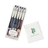 Zebra Sarasa Clip 0.5, 5 Vintage Color Set (JJ15-5C-VI) - Push Clip Ballpoint Gel Pen with High Speed Dry Ink Technology, with Original Sticky Notes Value Set