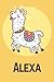 Alexa: llama Personalized Name, Lined Journal Notebook, 100 Pages, 6x9, Soft Cover, Matte Finish, Back To School, Preschool, Kindergarten, llama girls