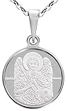  Hermoso y delicado collar religioso de plata con una medalla/moneda religiosa San Miguel Arcángel 0.05 oz, 1.50g