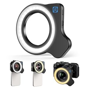 Evil eye 37mm+52mm Thread Macro Lens Fill Light, Portable Phone Lens Ring Light with High Power 32 LED/CRI 95+/ 45 Light Modes, Lens Attachments for All 37mm+52mm Phone Lens/Filter/Camera Lens