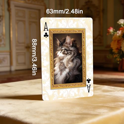 Naipes estilo vintage con tema gato real, 54 cartas miniatura 3