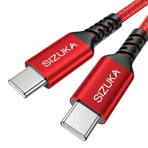 SIZUKA Cavo da USB C a USB C 2M 60W Cavo USB tipo C Cavo di ricarica rapida PD con nylon intrecciato per MacBook Pro,iPad Pro,MacBook,Galaxy S24 S23 S22 A55 A25 A15-Rosso