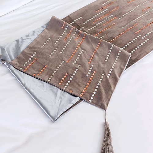 Vvlight Bedding End Decoration Bed End Scarf Bedding Scarf Protection Double-Sided Velvet Decoration Bed Flag For Hotels Homes And Guestrooms (Grey,45X180Cm For 150Cm Bed) #TOP2