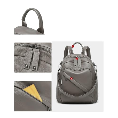 Shoulder Bags Women's Genuine Leather Fashion Backpacks Casual Daypack Travel Bags Business Laptop Bags (Color : Black, Size : Large)3