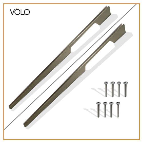 Image of VOLO Aluminium Wardrobe Handle - Elegant Pull Handle for Wardrobe Doors, Cabinet Doors, and Drawers in Kitchen, Office, and Bedroom (Pack of 2 Pieces) (SAC-40 Satin 18 Inc (450mm))