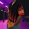 YEMOCILE Button Down Oversize Short T-Shirt for Men Women Teenagers Loose Fit Shirts with Flame Graphic, Colour 1, 3XL #2