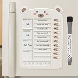 Weekly Chore Chart for Kids Dry Erase Chore Board,Behavior Chore Chart for Multiple Kids, Cute Visual for Kids Schedule Board for Home, Kids Checklist to Do List ADHD Tools (Cute Bear, 1)