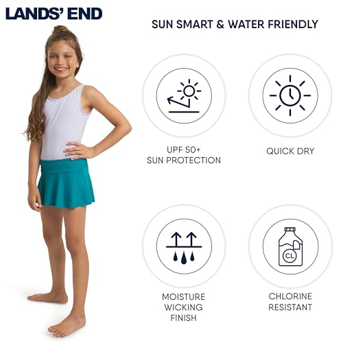 Image of Lands' End Girls' Swim UPF 50+ Stretch Waist Attached Bikini Bottom Swim Skirt