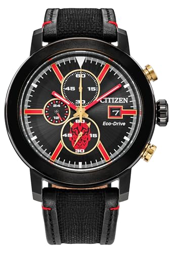 Image of Citizen Men's Eco-Drive Star Wars Darth Maul Mastermind Chronograph Black Ion Plated Stainless Steel Case Watch,Black Cordura Nylon Strap, Black Dial (Model: CA0766-02W)