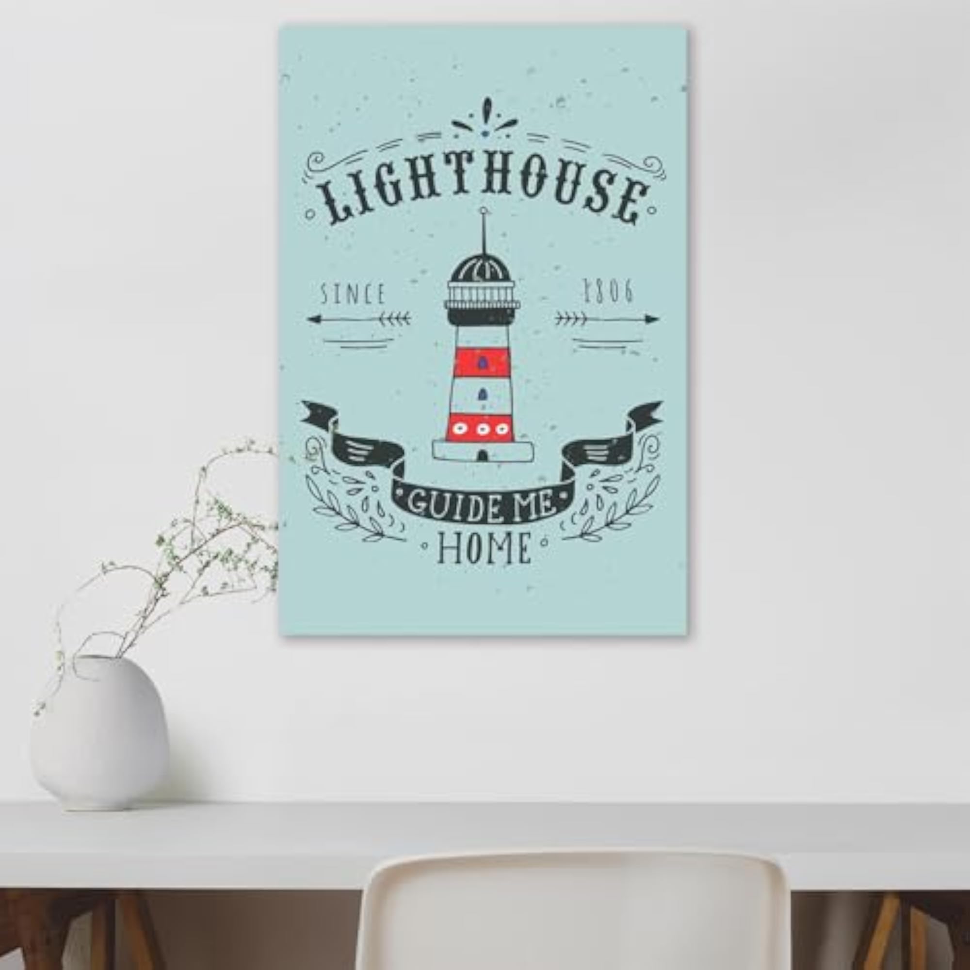 Lighthouse & Lettering Peel & Stick Vinyl Wall Sticker
