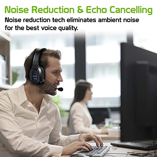 PRO Wireless Headset Compatible with Google Pixel 5 with Boom Dual V5.3 Bluetooth Plus 3.5mm 1/8 Backup Cable Car Truck Driver (Black)