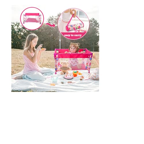 Toclsixz Puppenmöbel Puppenbett für 48 cm Puppe | Puppen Bett zubehör | Puppen reisebett | Geschenk für 3 +Jahre Mädchen