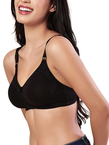 Image of Women's Seamless Padded Bra | Full Coverage | Cotton Stretch Fabric and Nylon Lace | Broad Adjustable Straps
