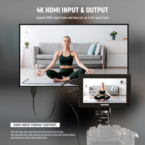 Image of NEEWER 5.5 inch Camera Field Monitor, 2000nit HD 1920x1080 IPS Touch Screen, 4K HDMI Loop in /Out with 3D LUT Peak Focus DSLR Video Assist HDR Waveform, 5200mAh F750 Battery, DC7-24V /Type C 5V In, F500 PRO