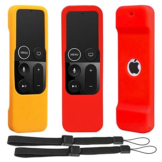 [2-pack] Anti glid fjärrskyddande fodral kompatibel med Apple TV 4K 4:e 5:e generationen Siri fjärrkontroller – Pinowu silikon halksäker stötsäker skyddsfodral för TV 4 4K fjärrkontroll (röd + orange)