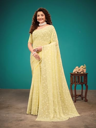 Image of Garden Vareli Viscose Brasso Floral Print Saree