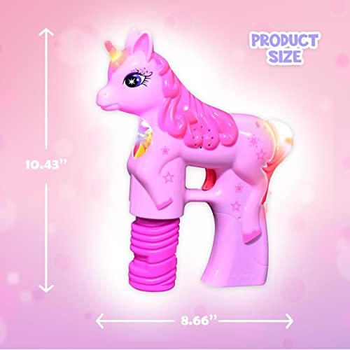 Unicorn Bubble Guns with Batteries – 2-Pack Leak-Free Automatic Bubble Machine & Blower Toys for Toddlers & Kids | Bubble Shooter Set with Solution Included | Ready to Play & Newly Upgraded