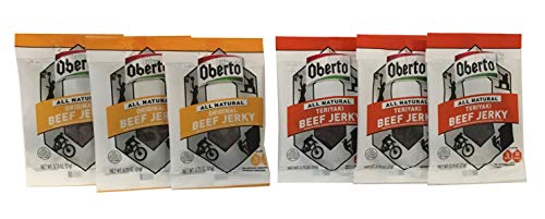 Oberto All Natural Beef Jerky - Original and Teriyaki Beef Jerky .75 oz Snack Size (6 Pack)