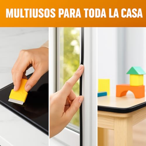 Miniatura 6 de Pack 2 Cintas Sellado Cocina 5m Cada Una Total 10m Junta Vitrocerámica Caucho Epdm 10mmx2mm Alta Temperatura Adhesiva Precisión Encimera Incluye Raspador Extra Instala Fácil Antifugas